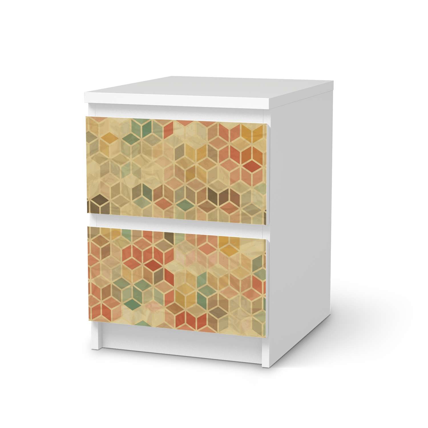 Möbelfolie IKEA Malm Kommode 2 Schubladen – Design: 3D Retro Online