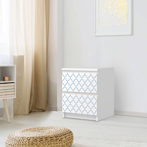 Möbelfolie IKEA Malm Kommode 2 Schubladen - Design: Retro Pattern - Blau Jetzt online – Bild 3